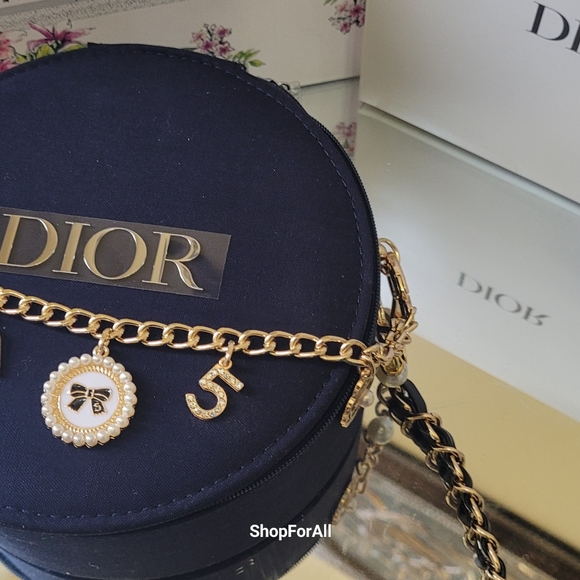 💥 Hostpick Dior Vanity Pouch Makeup Case with inner mirror Black circular 15×7c - Picture 12 of 16